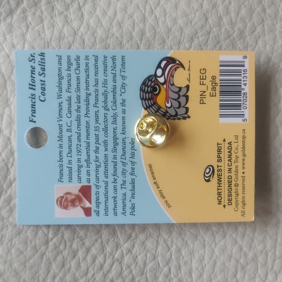 'Eagle' Pin Indigenous Design by Francis Horne Sr., Coast Salish - Picture 2 of 4